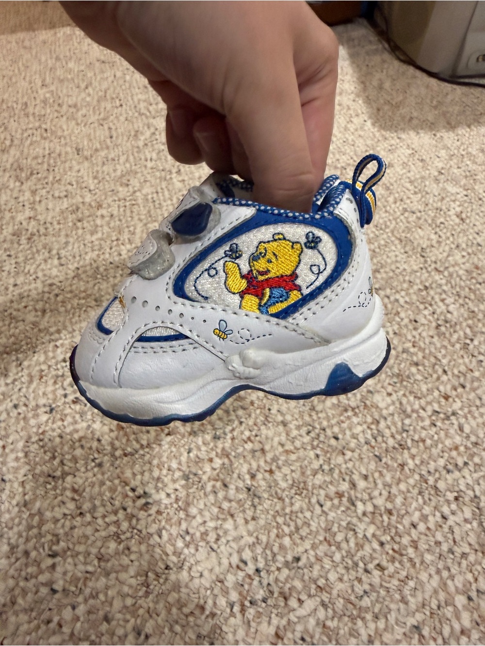 Baby White and Blue Winnie the Pooh Athletic Shoe size 1